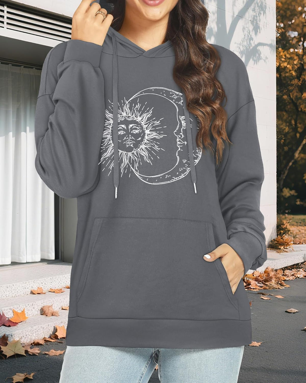 Women's Hoodies Long Sleeve Sweatshirts Drawstring Pullover Tops with Pocket Casual Loose Blouses Tunic