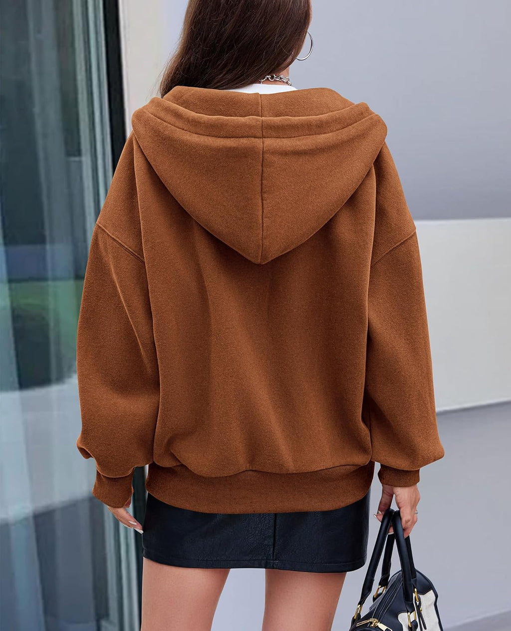 Women's 2025 Fall Oversized Hoodies Sweatshirt Long Sleeve Zip Up Pockets Loose Fit Y2K Winter Jackets Coat