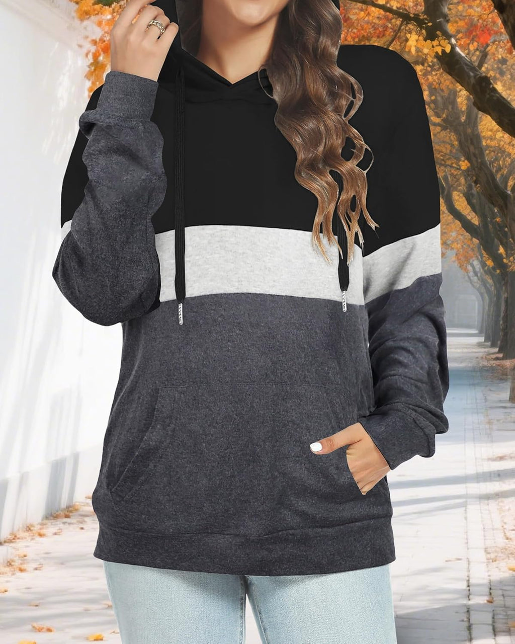 Women's Hoodies Long Sleeve Sweatshirts Drawstring Pullover Tops with Pocket Casual Loose Blouses Tunic