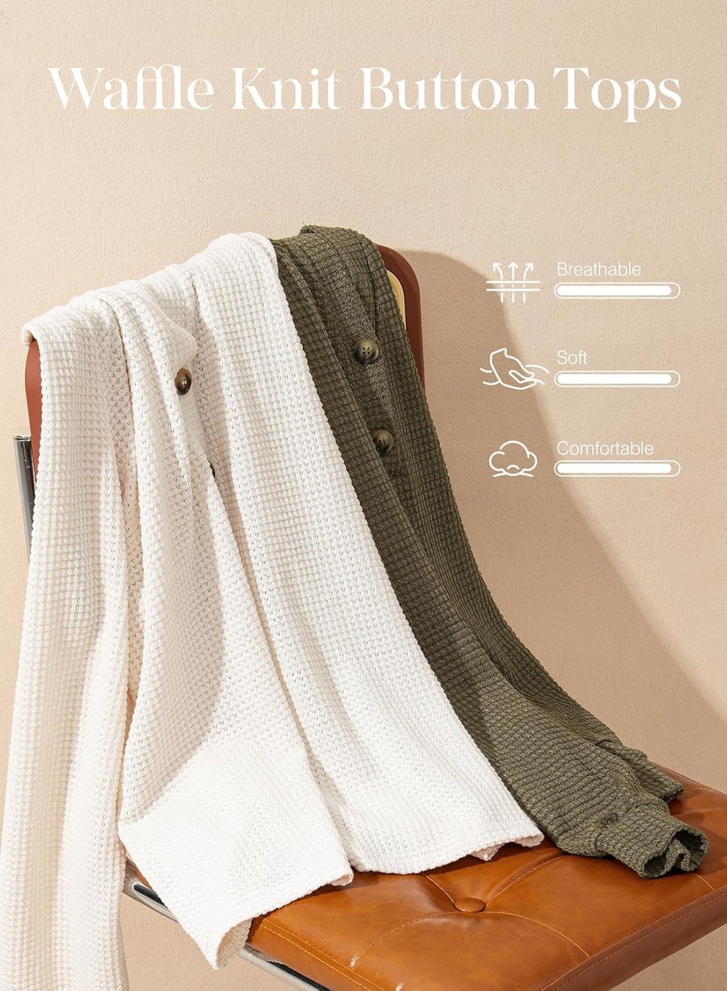 Hoodies for Women Waffle Knit Long Sleeve Drawstring Button V Neck Casual Pullover Sweatshirt Hooded Tops