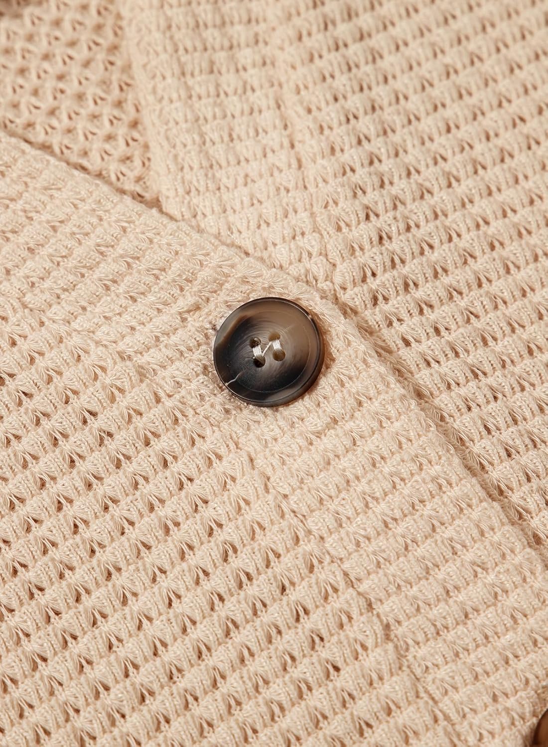 Hoodies for Women Waffle Knit Long Sleeve Drawstring Button V Neck Casual Pullover Sweatshirt Hooded Tops