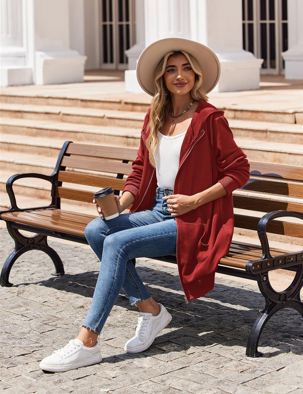 Zip Up Hoodies For Women Long Sleeve Oversized Sweatshirts Casual Lightweight Fleece Jackets With Pockets