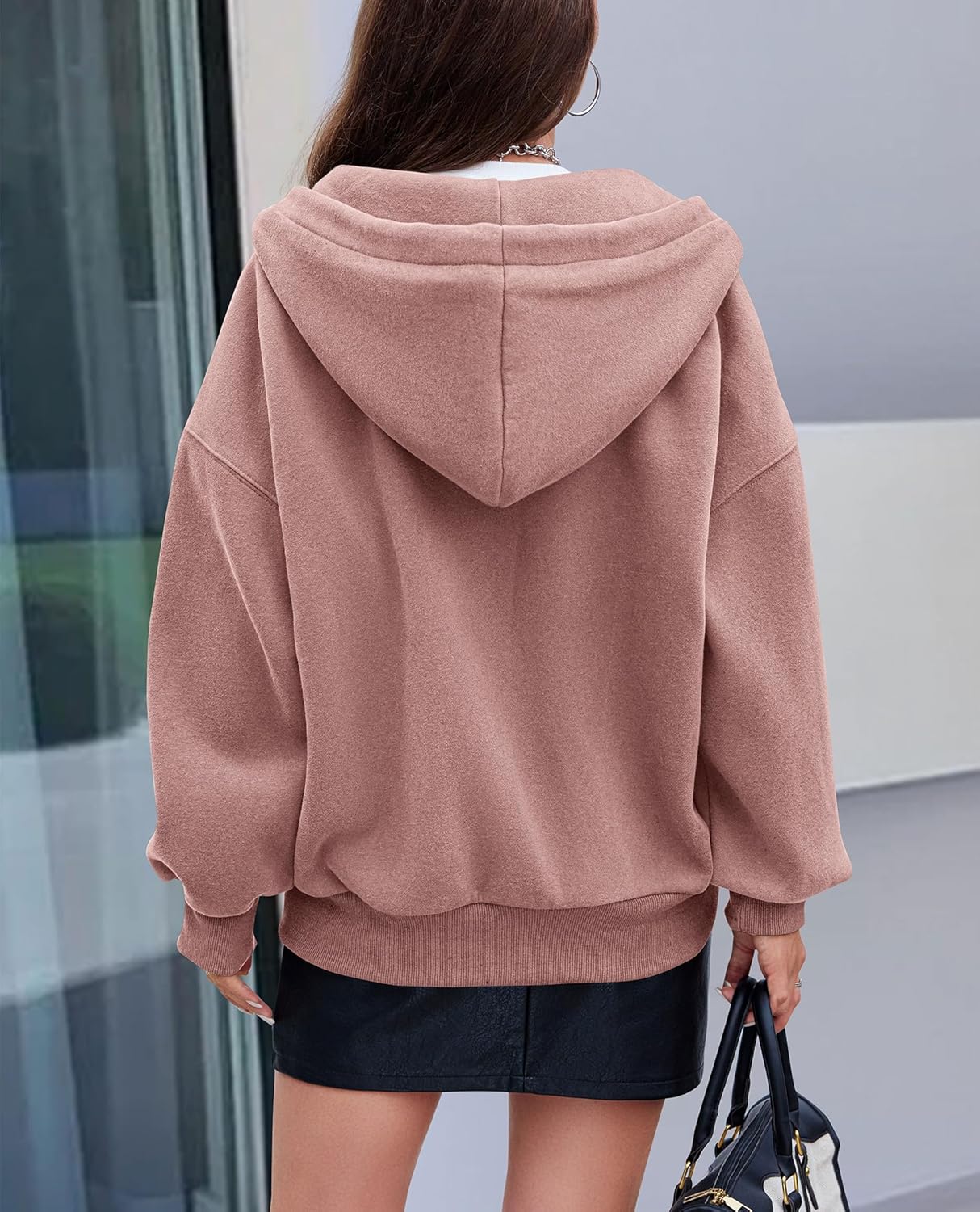 Women's 2025 Fall Oversized Hoodies Sweatshirt Long Sleeve Zip Up Pockets Loose Fit Y2K Winter Jackets Coat
