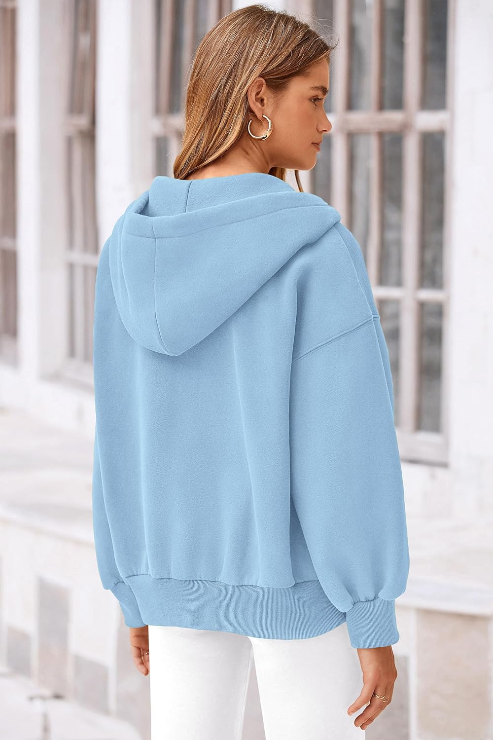 Women's 2025 Fall Oversized Hoodies Sweatshirt Long Sleeve Zip Up Pockets Loose Fit Y2K Winter Jackets Coat