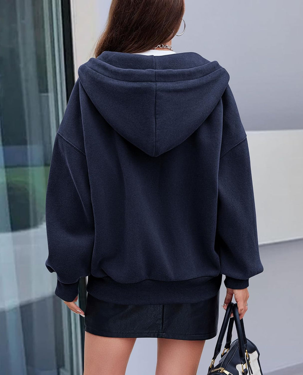 Women's 2025 Fall Oversized Hoodies Sweatshirt Long Sleeve Zip Up Pockets Loose Fit Y2K Winter Jackets Coat