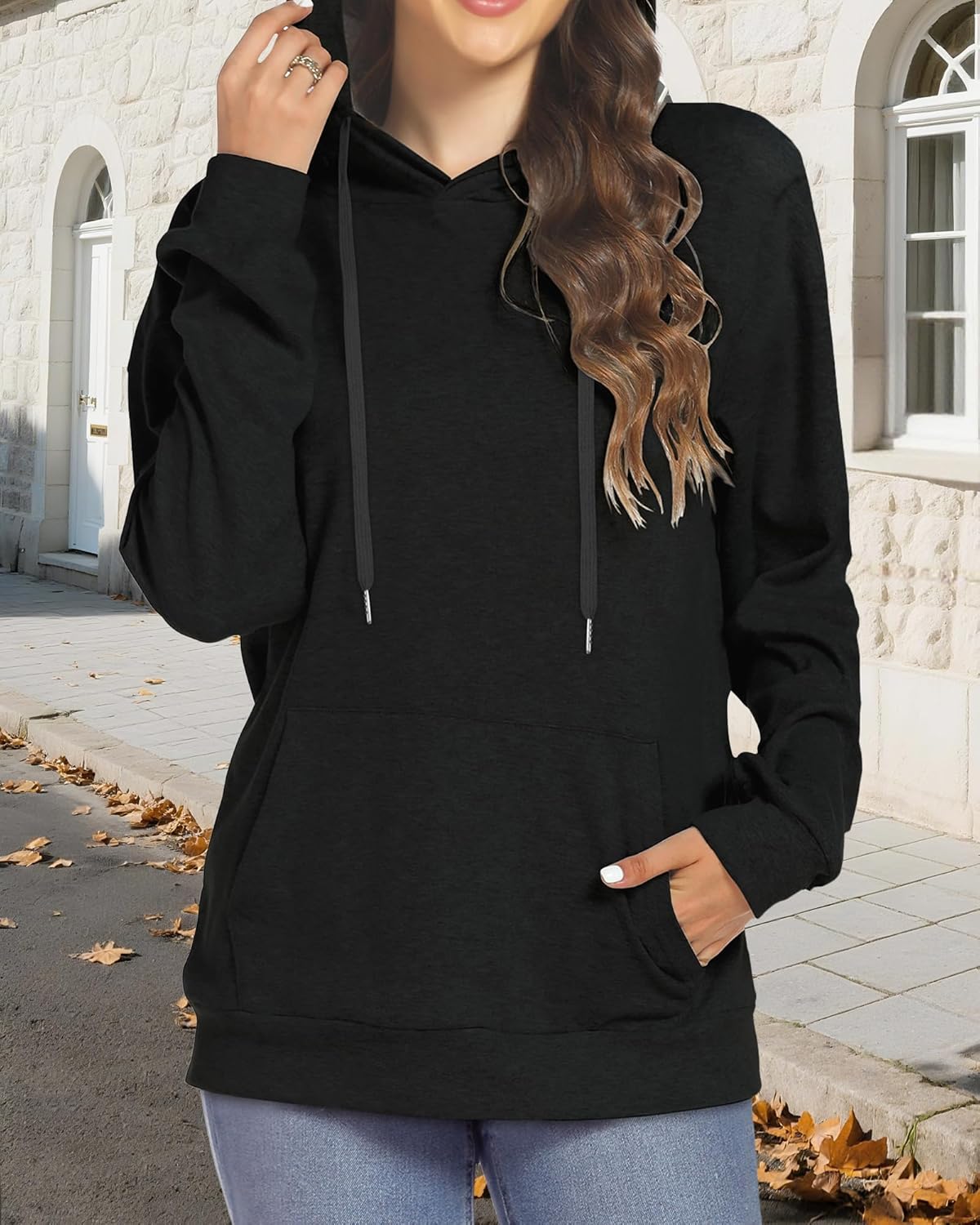 Women's Hoodies Long Sleeve Sweatshirts Drawstring Pullover Tops with Pocket Casual Loose Blouses Tunic