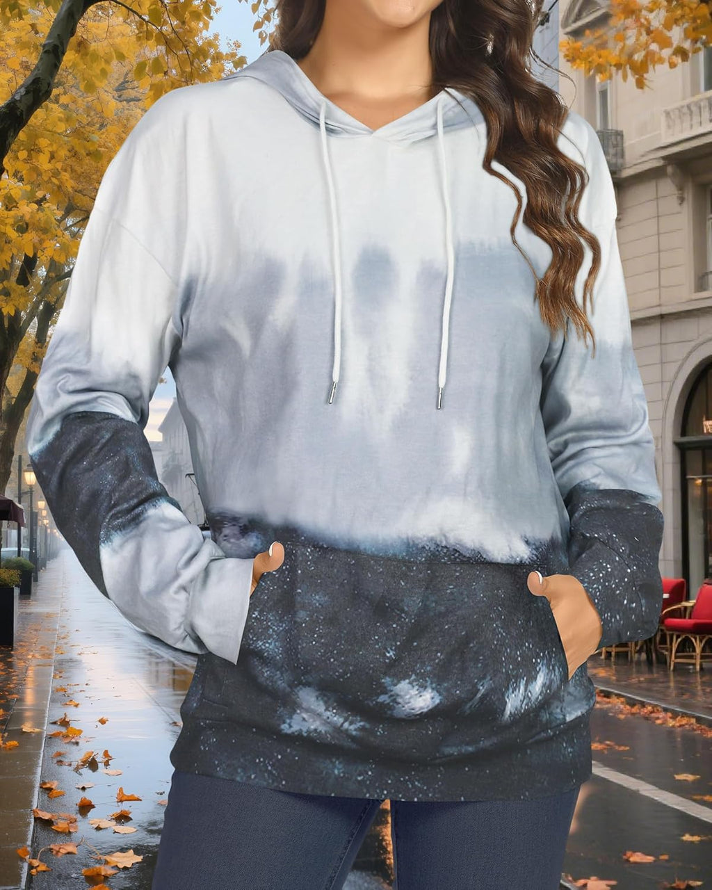 Women's Hoodies Long Sleeve Sweatshirts Drawstring Pullover Tops with Pocket Casual Loose Blouses Tunic