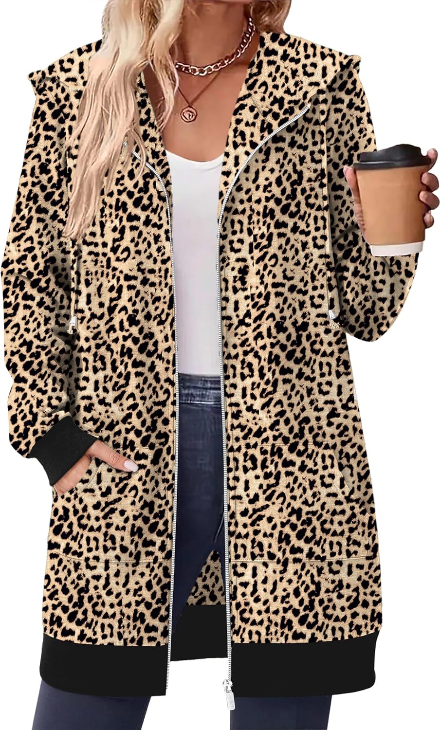 Zip Up Hoodies For Women Long Sleeve Oversized Sweatshirts Casual Lightweight Fleece Jackets With Pockets