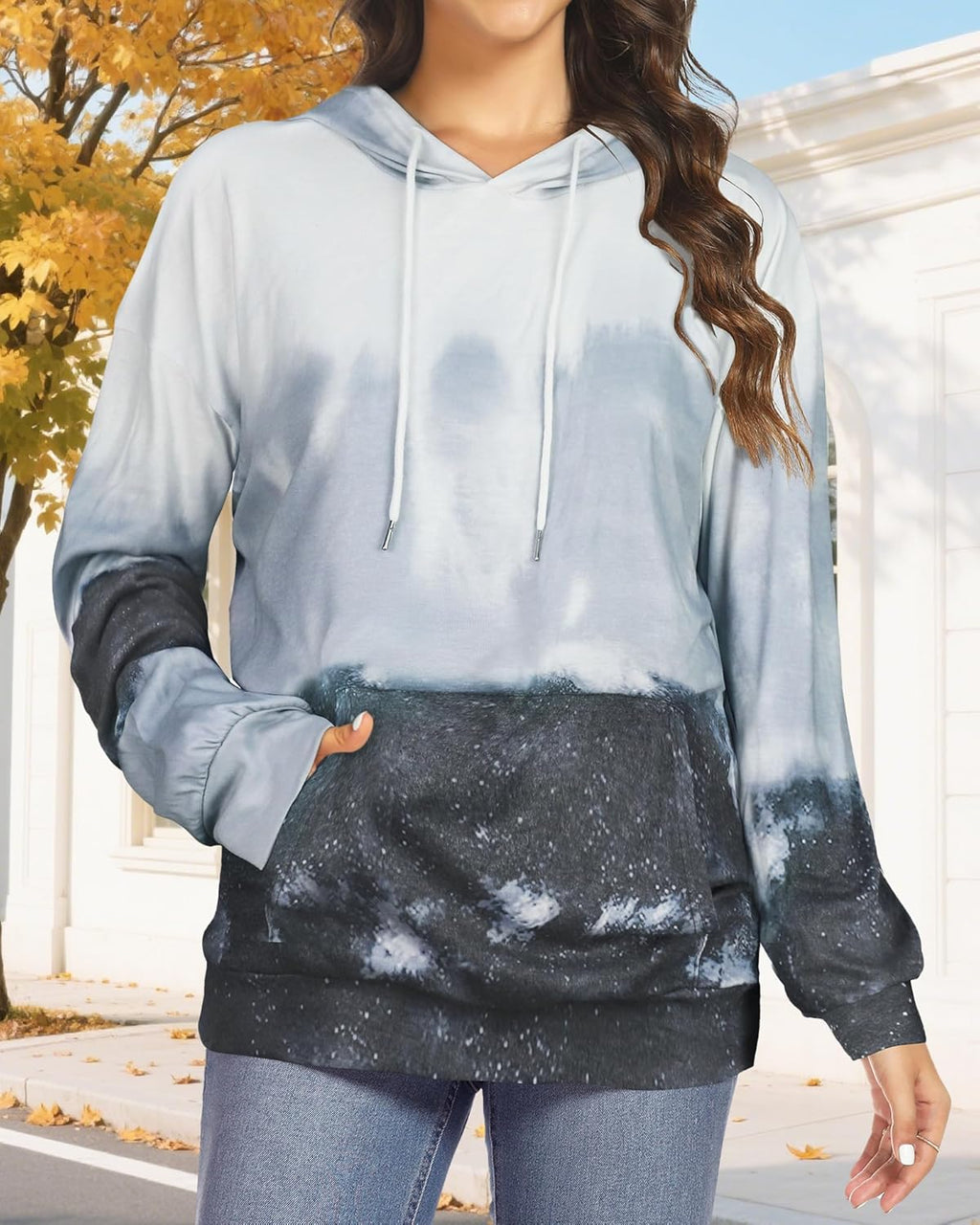 Women's Hoodies Long Sleeve Sweatshirts Drawstring Pullover Tops with Pocket Casual Loose Blouses Tunic