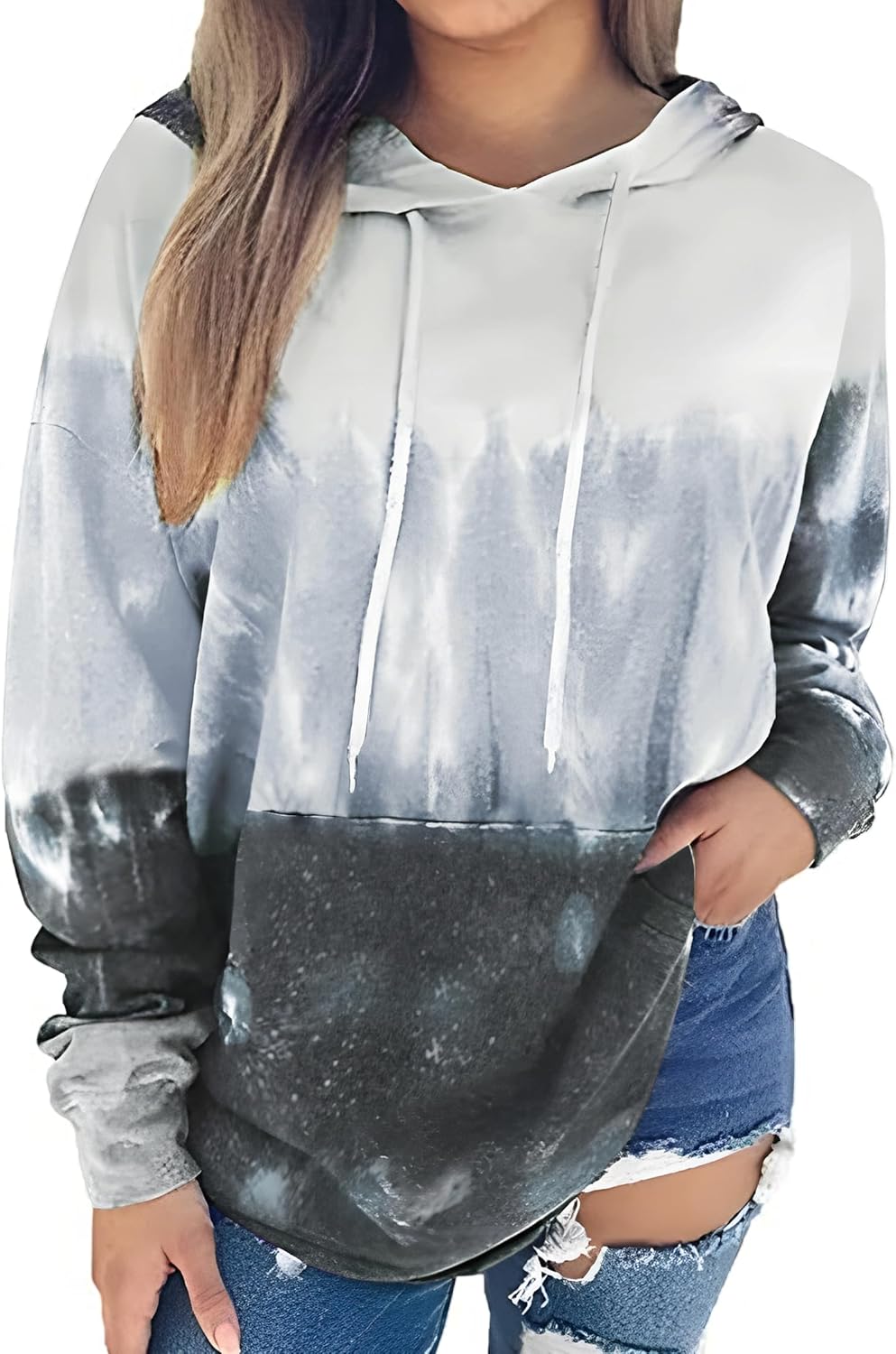 Women's Hoodies Long Sleeve Sweatshirts Drawstring Pullover Tops with Pocket Casual Loose Blouses Tunic