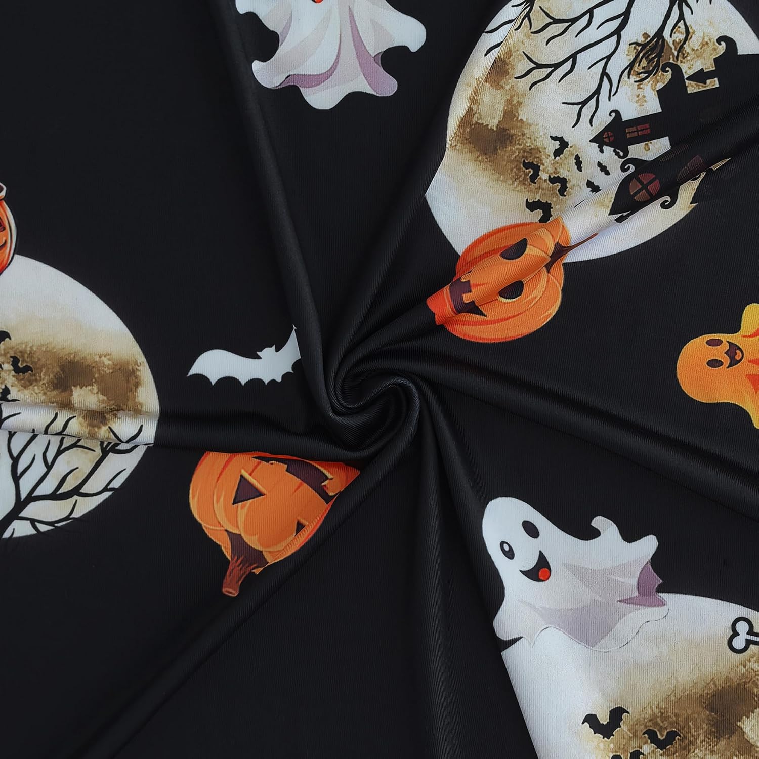 Halloween Shirts for Women: Castle Pumpkin Pattern Halloween Party Short Sleeve Costumes Crewneck T-Shirt