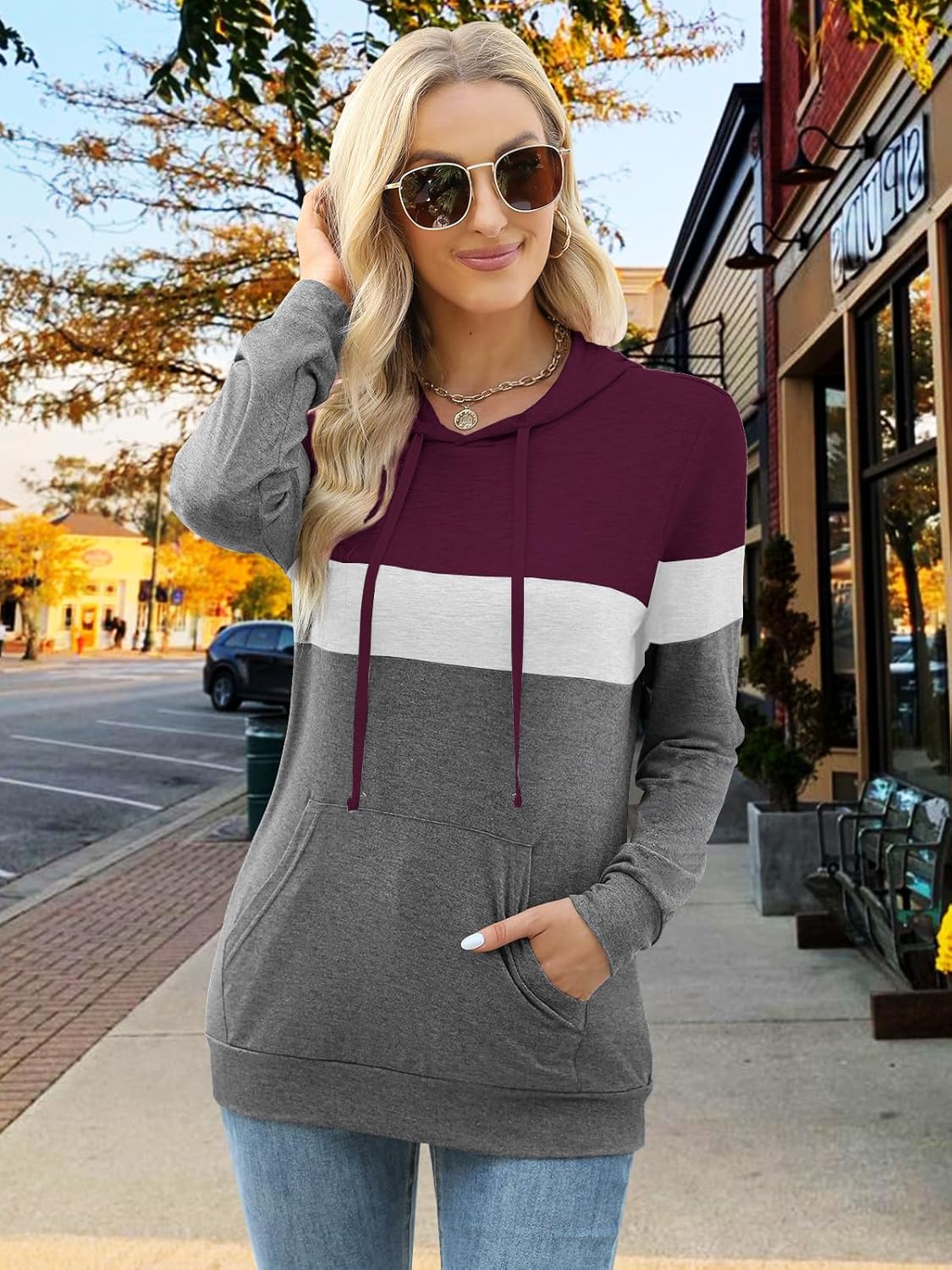 Women’s 2025 Fall Long Sleeve Hoodie Pullover Sweatshirt Lightweight Casual Tops Blouse