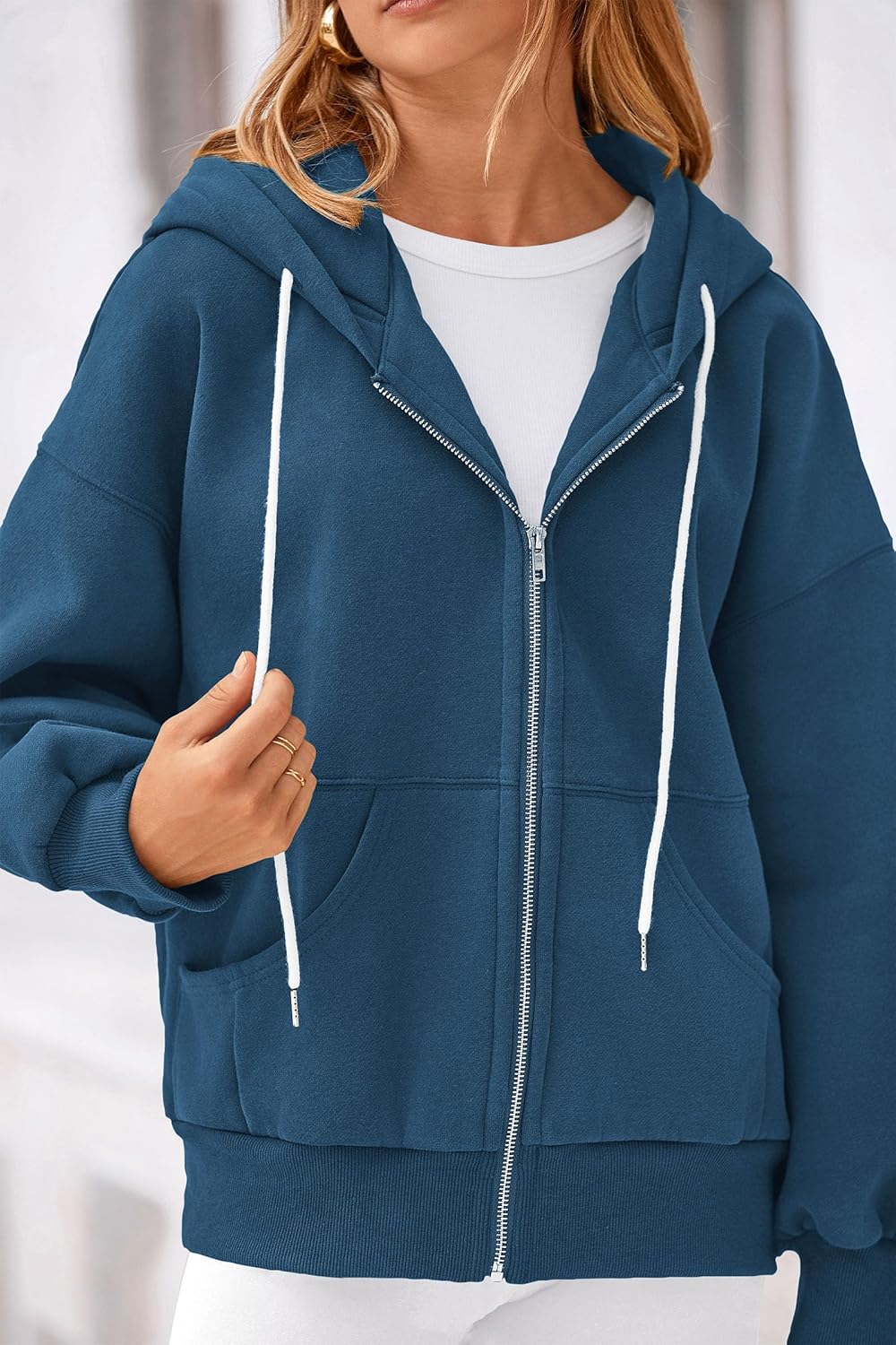 Women's 2025 Fall Oversized Hoodies Sweatshirt Long Sleeve Zip Up Pockets Loose Fit Y2K Winter Jackets Coat