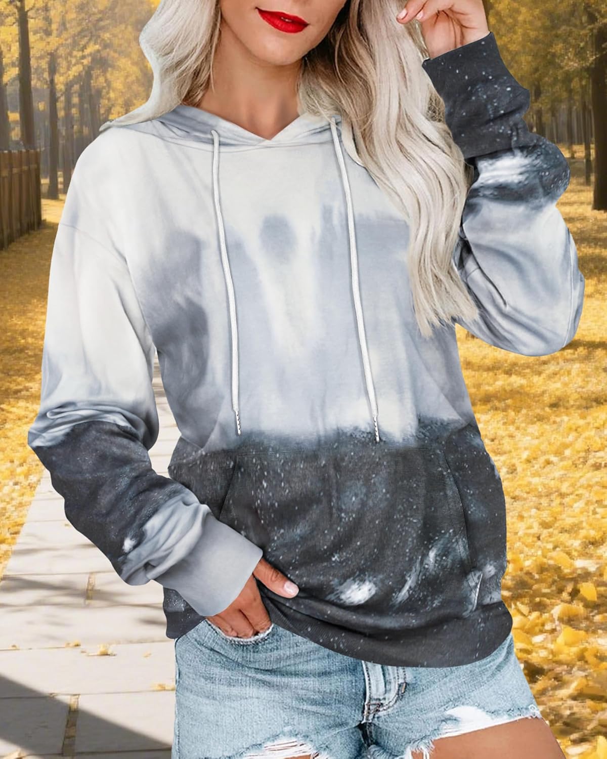 Women's Hoodies Long Sleeve Sweatshirts Drawstring Pullover Tops with Pocket Casual Loose Blouses Tunic