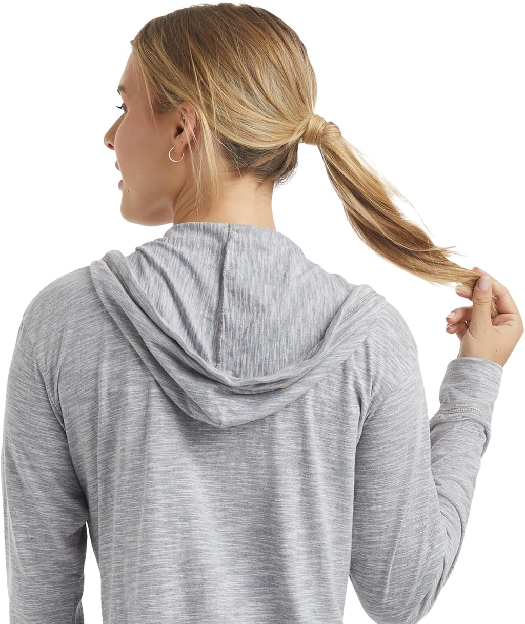 Women’s Slub Knit Full-Zip Hoodie, Textured Cotton Zip-Up T-Shirt Hoodie for Women
