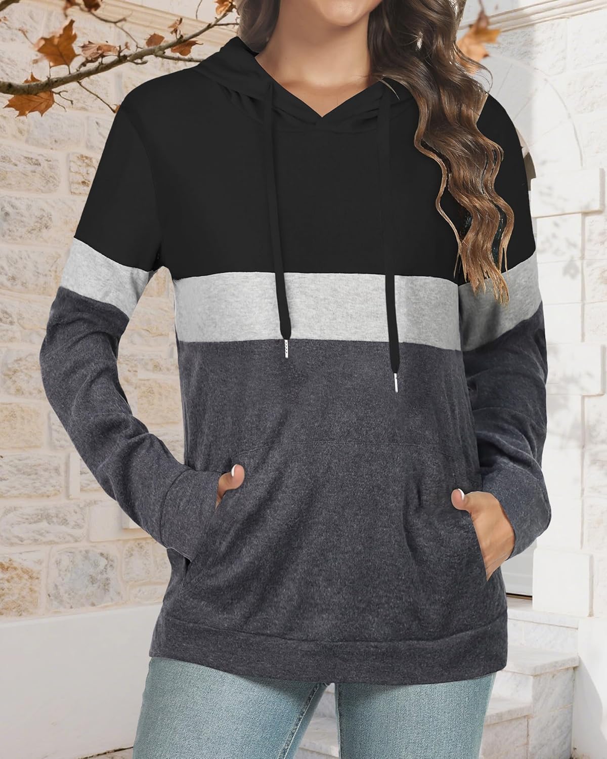 Women's Hoodies Long Sleeve Sweatshirts Drawstring Pullover Tops with Pocket Casual Loose Blouses Tunic