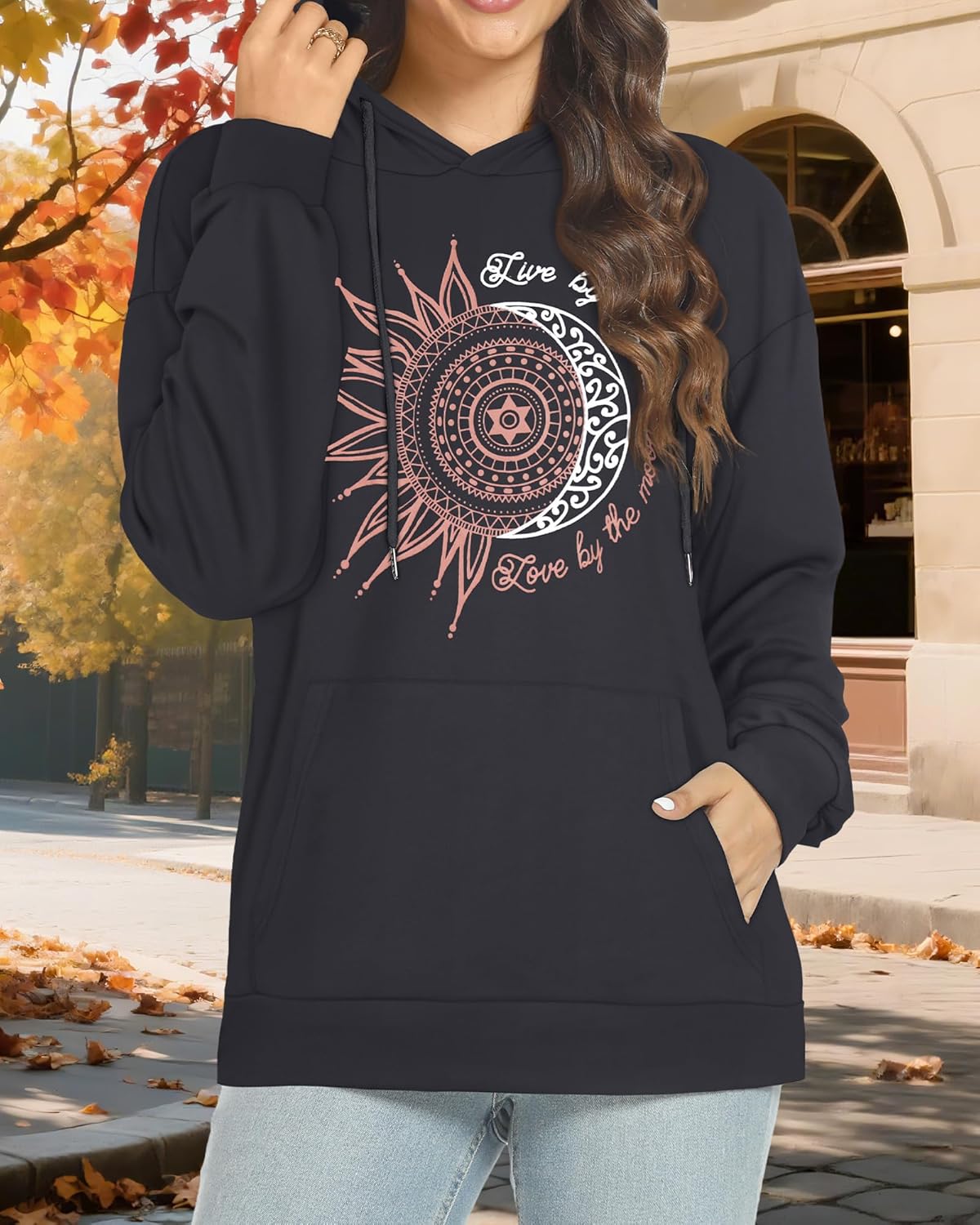 Women's Hoodies Long Sleeve Sweatshirts Drawstring Pullover Tops with Pocket Casual Loose Blouses Tunic