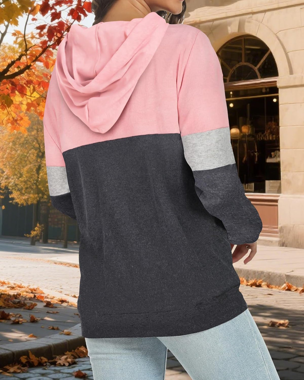 Women's Hoodies Long Sleeve Sweatshirts Drawstring Pullover Tops with Pocket Casual Loose Blouses Tunic