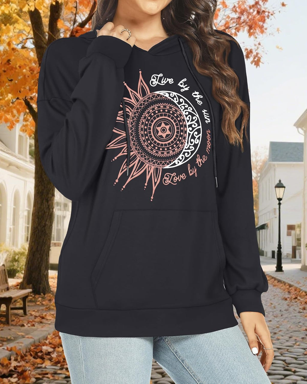 Women's Hoodies Long Sleeve Sweatshirts Drawstring Pullover Tops with Pocket Casual Loose Blouses Tunic