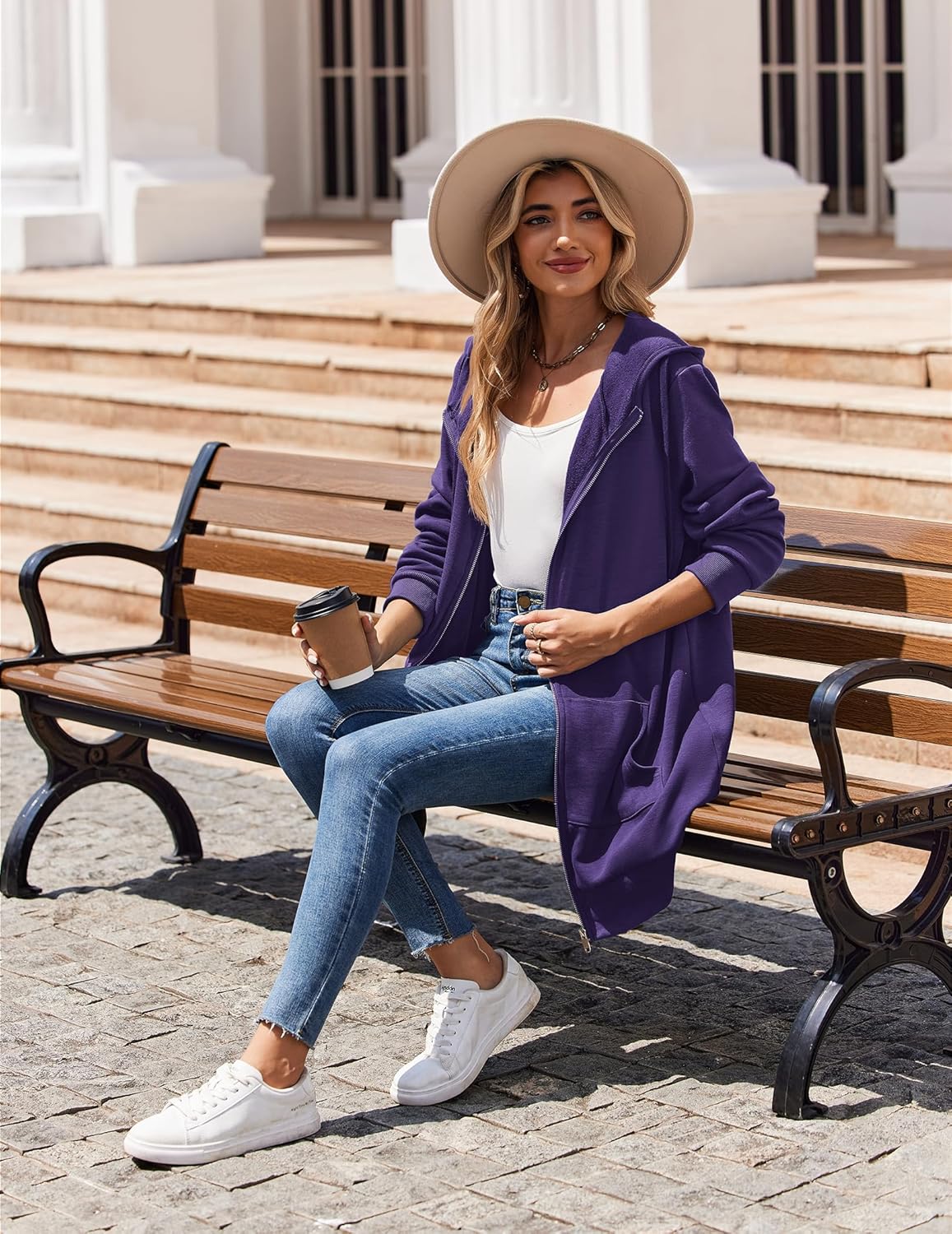 Zip Up Hoodies For Women Long Sleeve Oversized Sweatshirts Casual Lightweight Fleece Jackets With Pockets