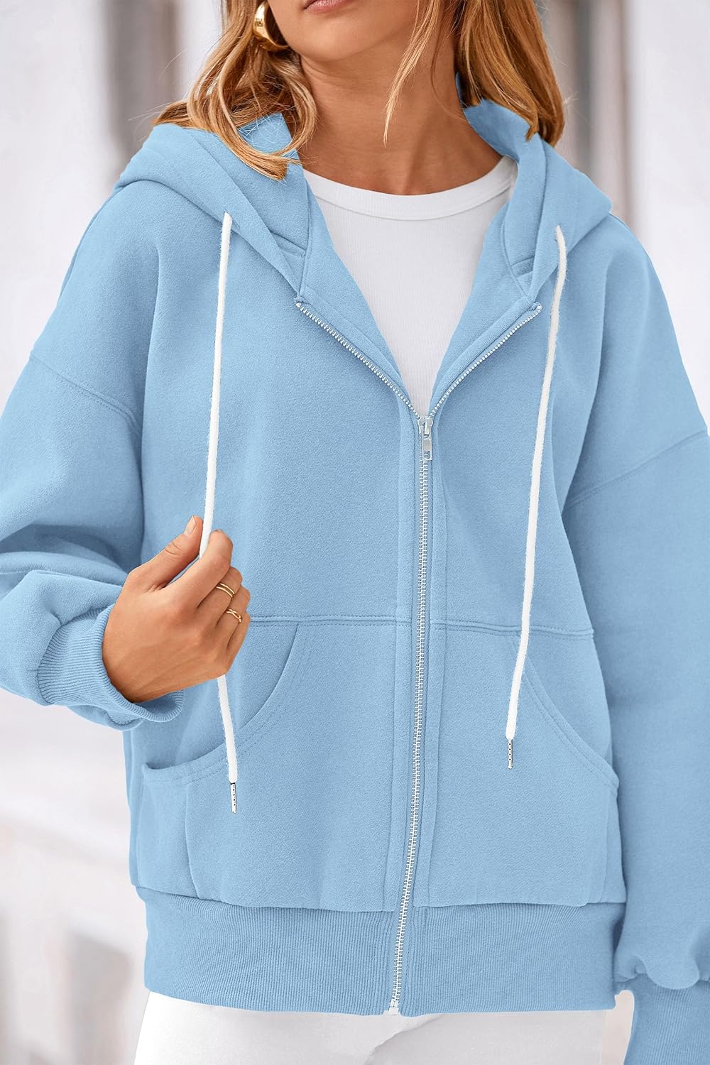 Women's 2025 Fall Oversized Hoodies Sweatshirt Long Sleeve Zip Up Pockets Loose Fit Y2K Winter Jackets Coat