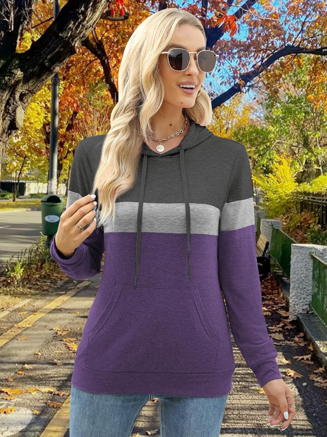 Women’s 2025 Fall Long Sleeve Hoodie Pullover Sweatshirt Lightweight Casual Tops Blouse