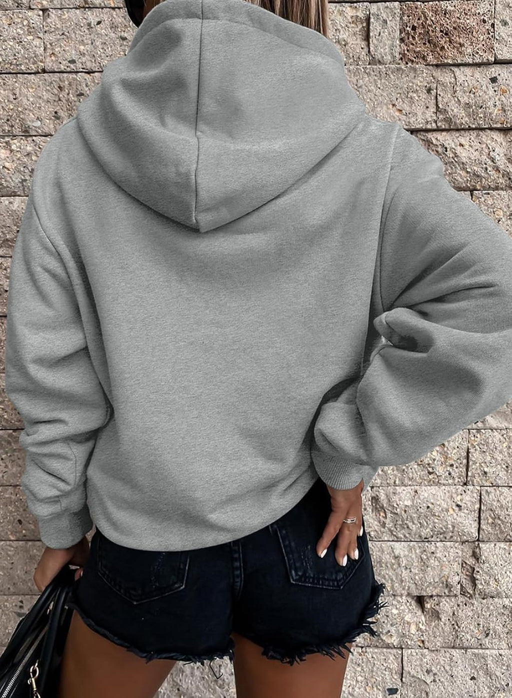Women's Casual Hoodies Long Sleeve Solid Lightweight Pullover Tops Loose Sweatshirt with Pocket