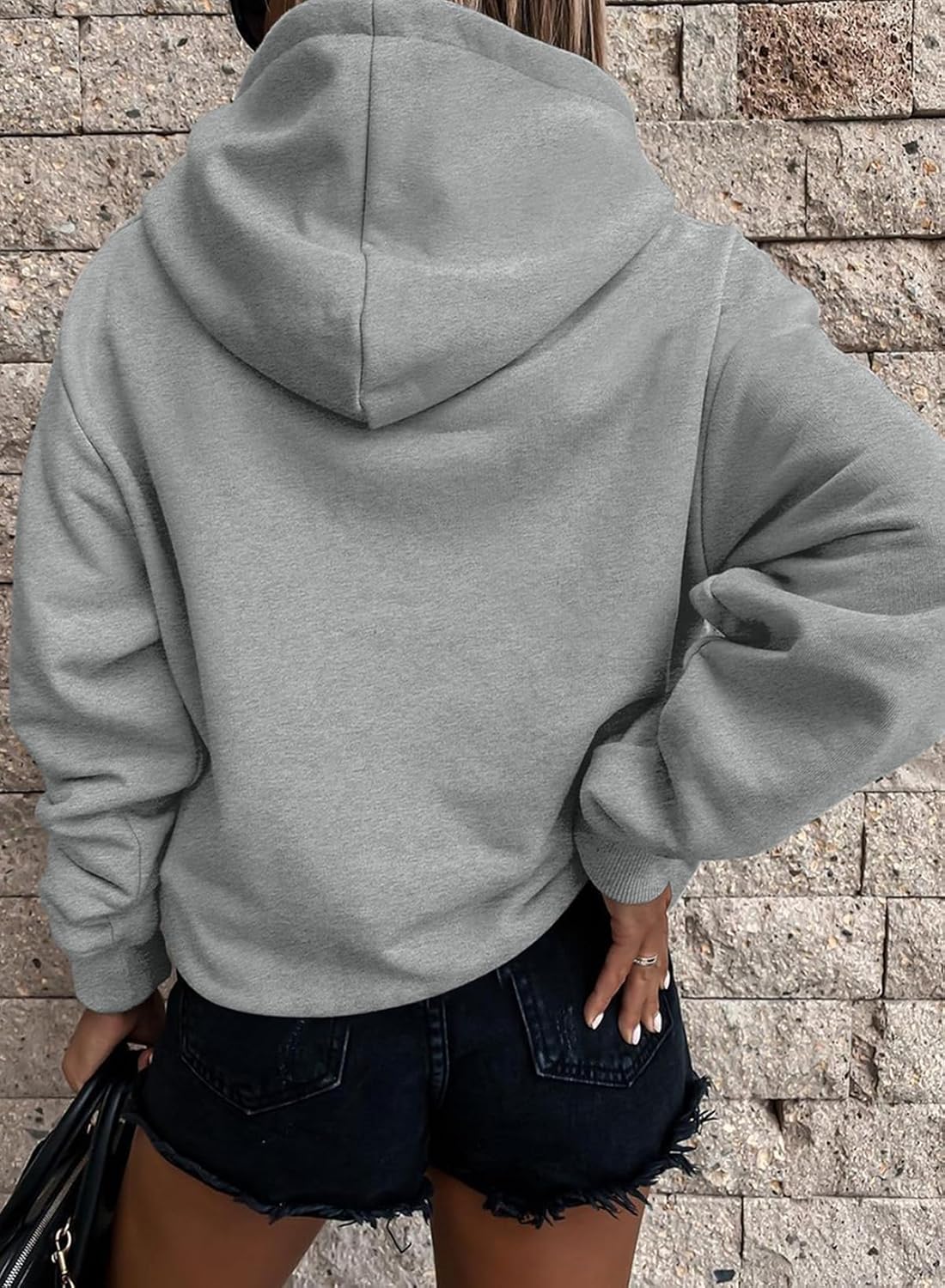 Women's Casual Hoodies Long Sleeve Solid Lightweight Pullover Tops Loose Sweatshirt with Pocket