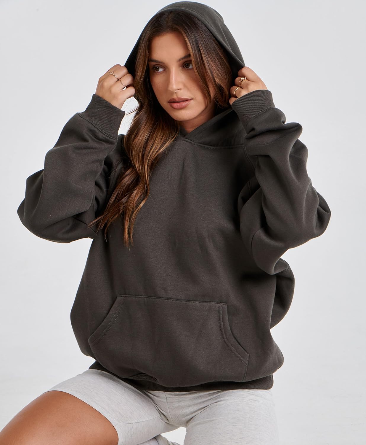 Womens Camo Hoodies Maple Leaf Print Oversized Hooded Sweatshirt Fleece Pullover Sweatshirts Long Sleeve with Pocket