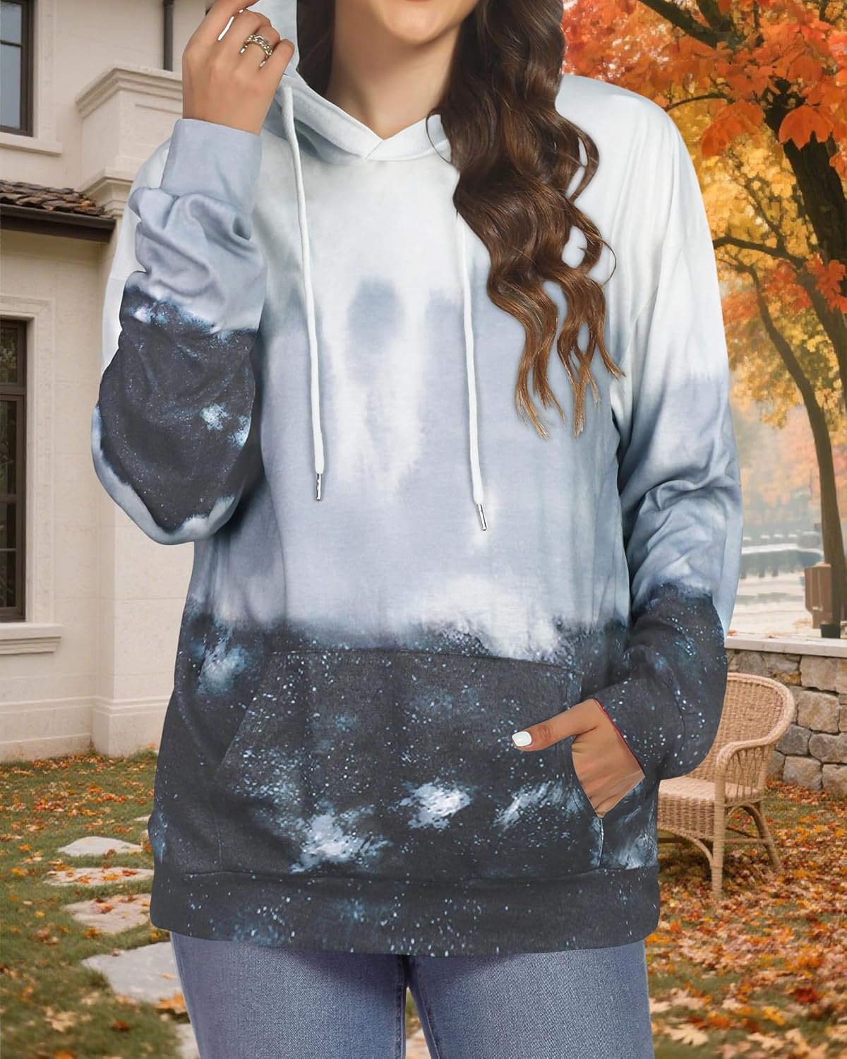 Women's Hoodies Long Sleeve Sweatshirts Drawstring Pullover Tops with Pocket Casual Loose Blouses Tunic