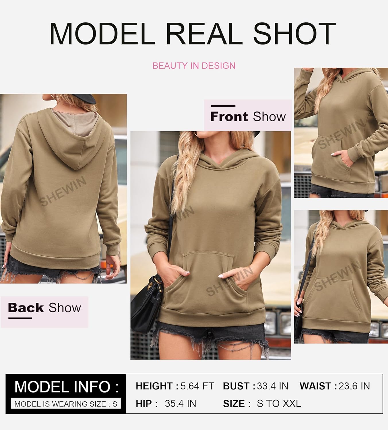 Women's Casual Hoodies Long Sleeve Solid Lightweight Pullover Tops Loose Sweatshirt with Pocket