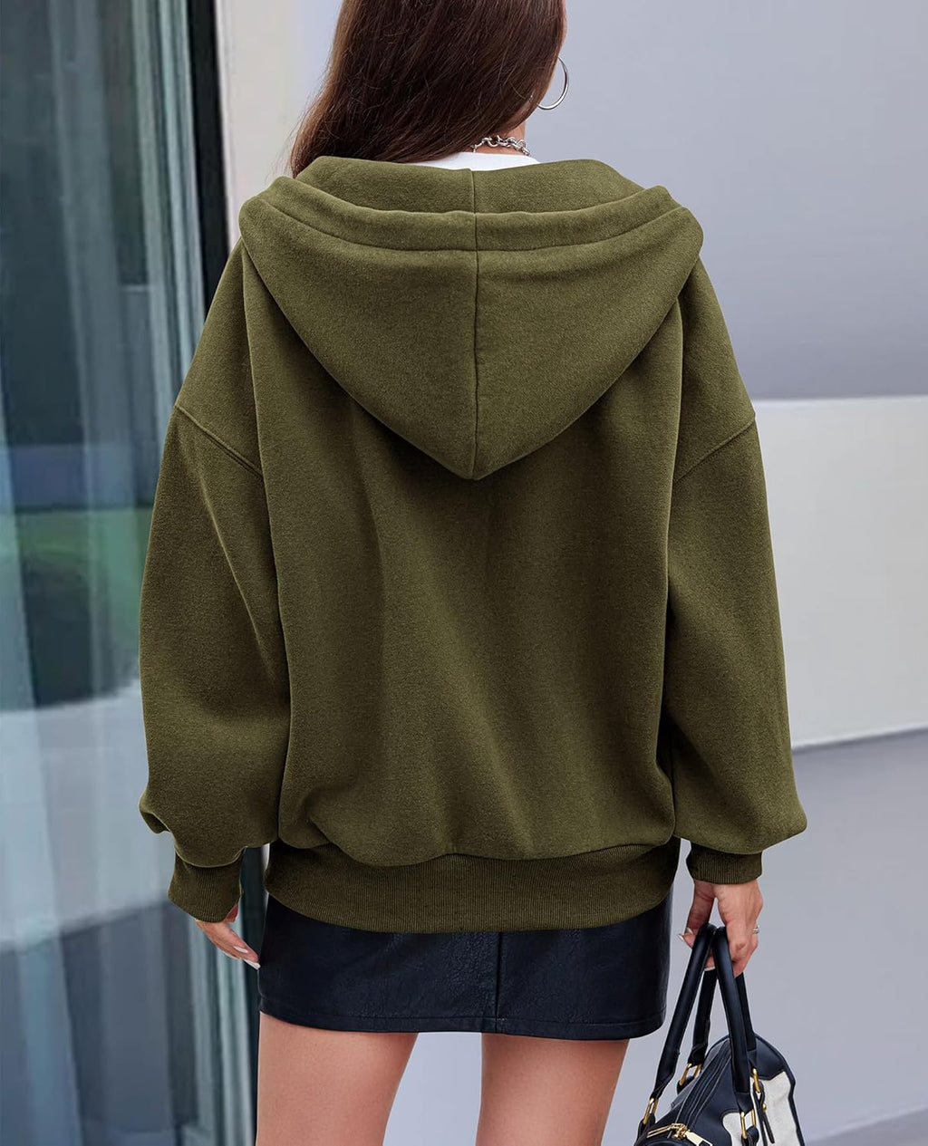 Women's 2025 Fall Oversized Hoodies Sweatshirt Long Sleeve Zip Up Pockets Loose Fit Y2K Winter Jackets Coat