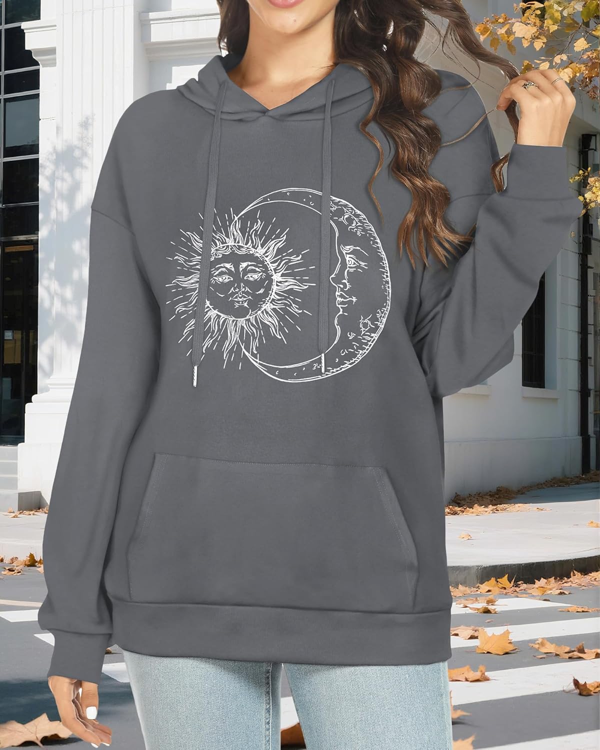 Women's Hoodies Long Sleeve Sweatshirts Drawstring Pullover Tops with Pocket Casual Loose Blouses Tunic