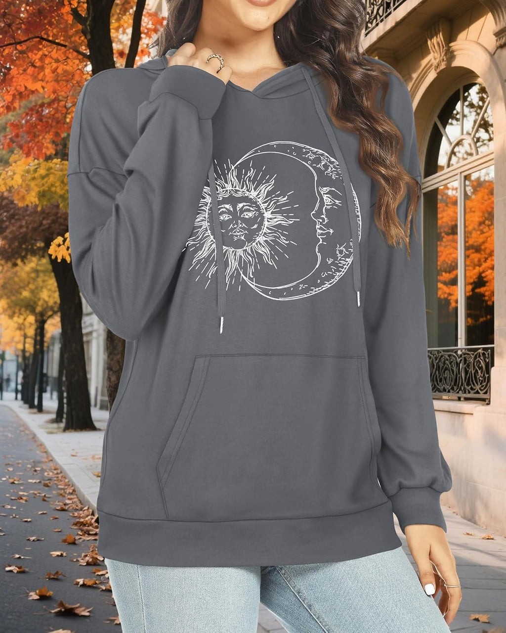 Women's Hoodies Long Sleeve Sweatshirts Drawstring Pullover Tops with Pocket Casual Loose Blouses Tunic