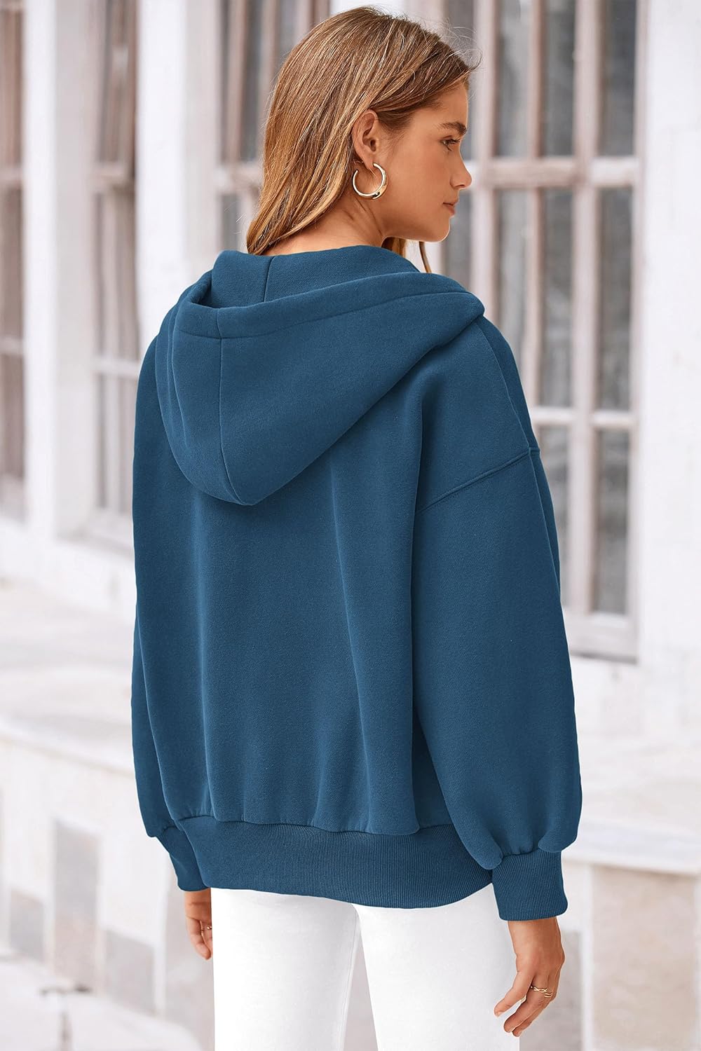 Women's 2025 Fall Oversized Hoodies Sweatshirt Long Sleeve Zip Up Pockets Loose Fit Y2K Winter Jackets Coat