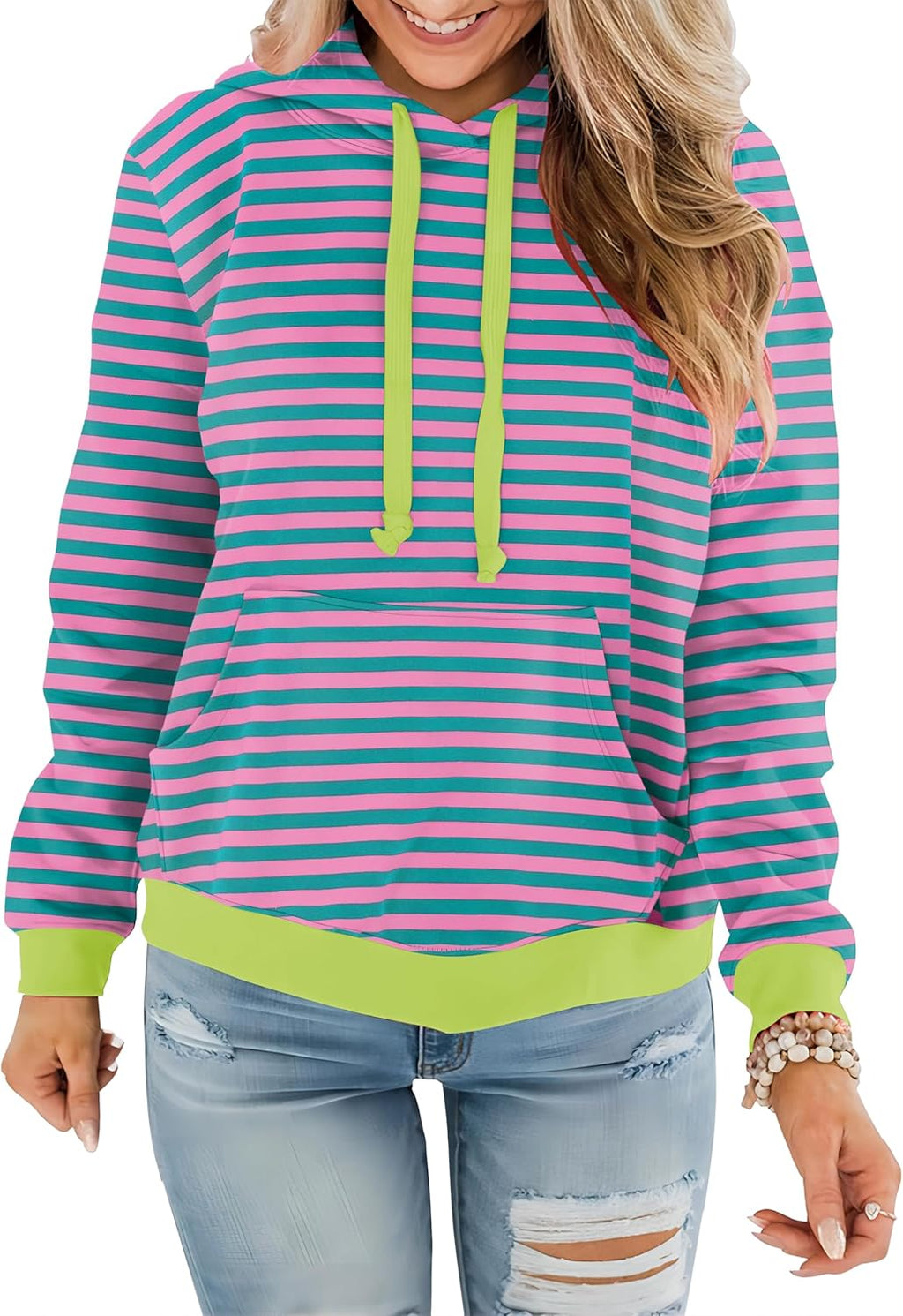 Womens Casual Hoodies Crew Neck Long Sleeve Sweatshirts with Pocket Lightweight Pullover Tops