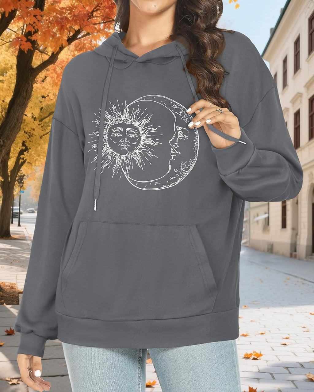 Women's Hoodies Long Sleeve Sweatshirts Drawstring Pullover Tops with Pocket Casual Loose Blouses Tunic