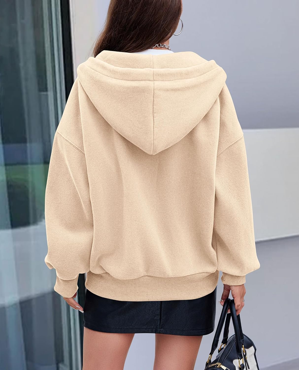 Women's 2025 Fall Oversized Hoodies Sweatshirt Long Sleeve Zip Up Pockets Loose Fit Y2K Winter Jackets Coat