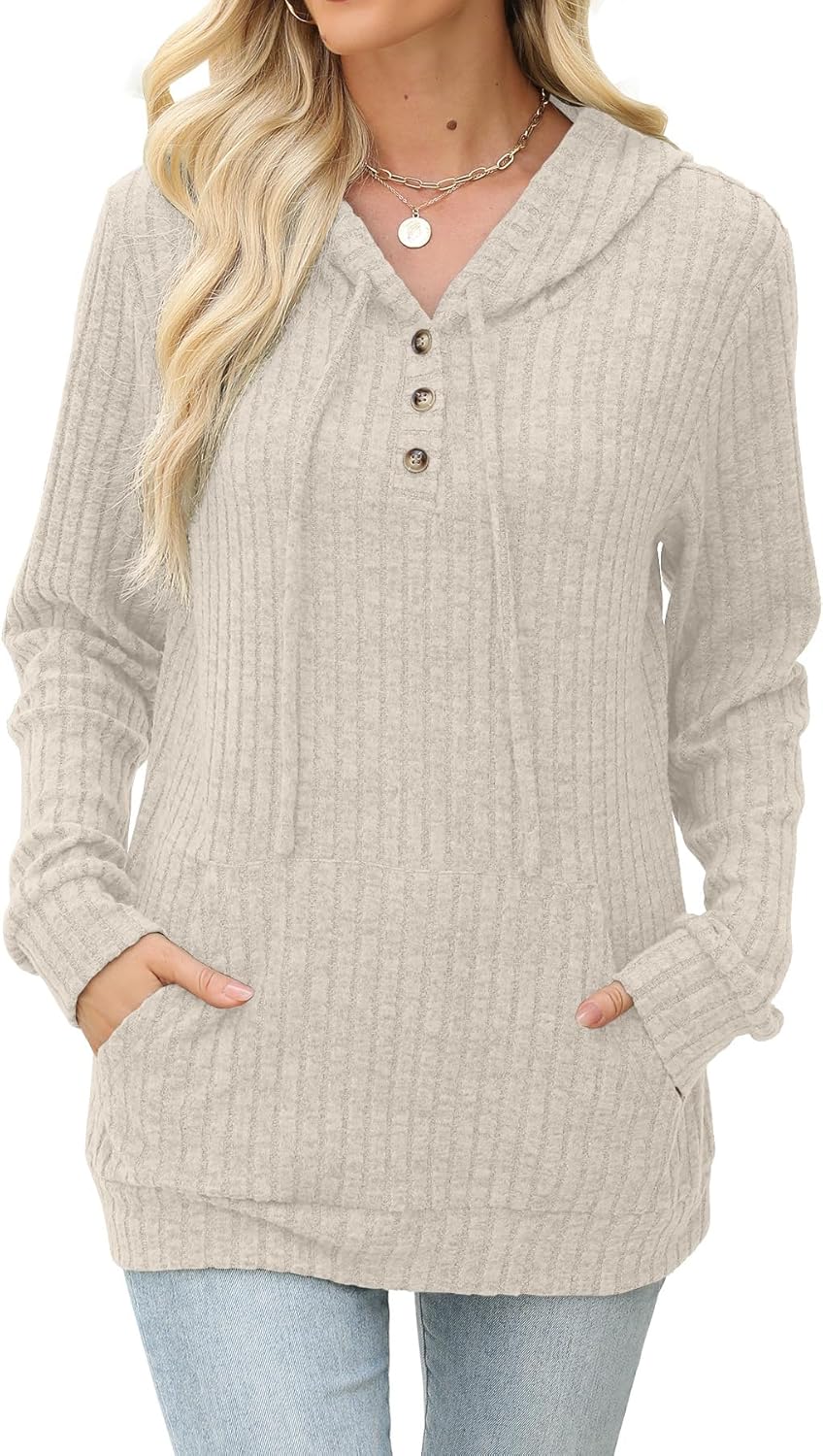 Womens Sweaters Fall Long Sleeve Hoodie Laides Sweatshirts Loose Casual Fashion Clothes S-2XL