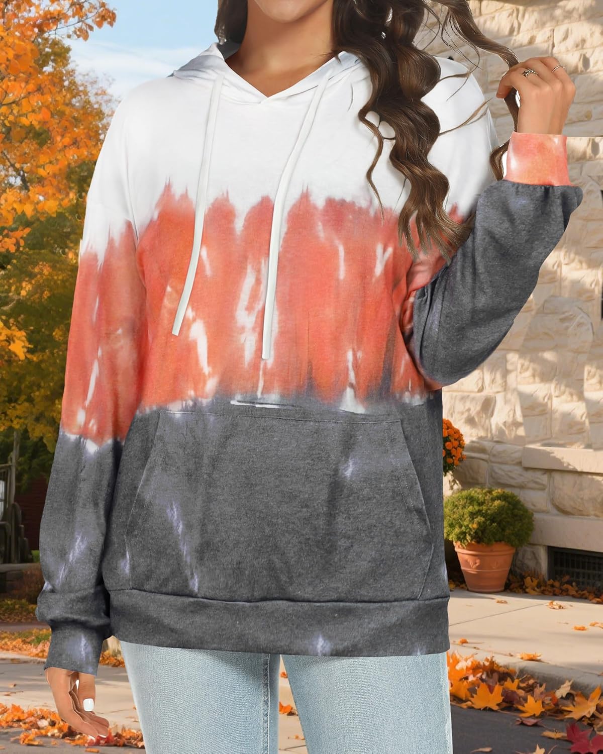 Women's Hoodies Long Sleeve Sweatshirts Drawstring Pullover Tops with Pocket Casual Loose Blouses Tunic