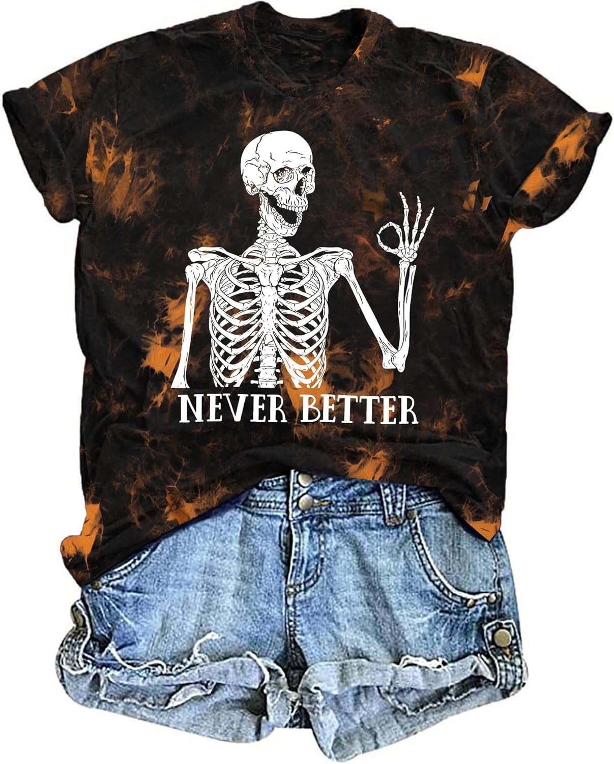 Dancing Skeleton Shirt for Women Happy Halloween T-Shirt Funny Skeleton Graphic Tees Tops Blouse Gift