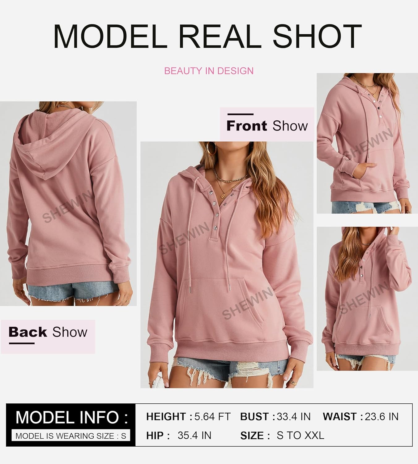 Women's Casual Hoodies Long Sleeve Solid Lightweight Pullover Tops Loose Sweatshirt with Pocket