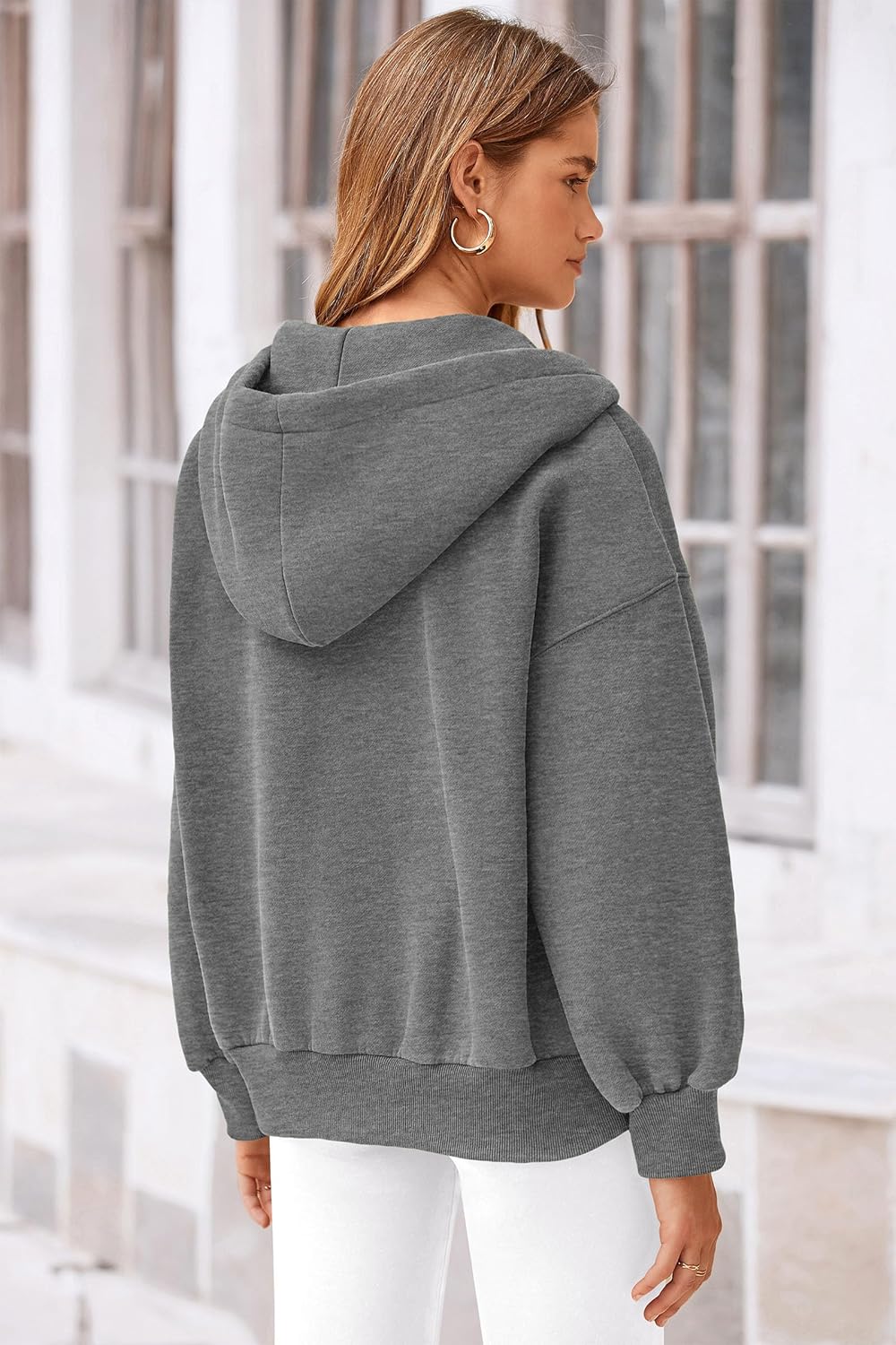 Women's 2025 Fall Oversized Hoodies Sweatshirt Long Sleeve Zip Up Pockets Loose Fit Y2K Winter Jackets Coat
