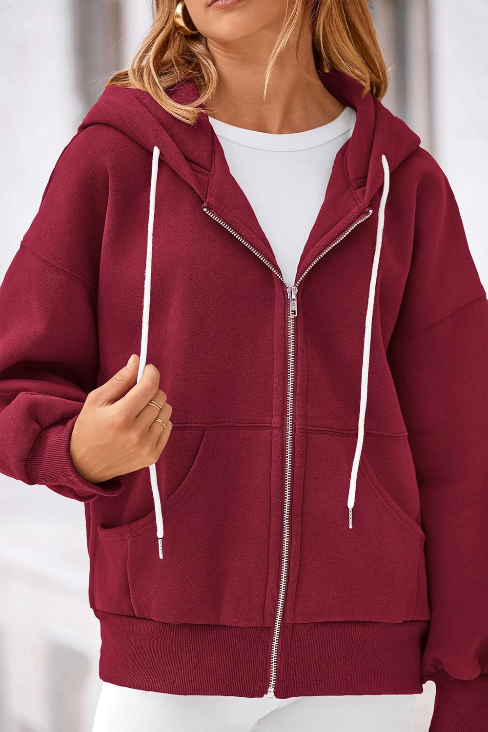 Women's 2025 Fall Oversized Hoodies Sweatshirt Long Sleeve Zip Up Pockets Loose Fit Y2K Winter Jackets Coat