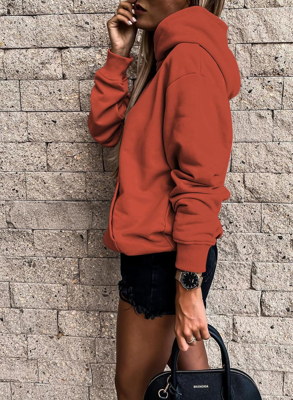 Women's Casual Hoodies Long Sleeve Solid Lightweight Pullover Tops Loose Sweatshirt with Pocket