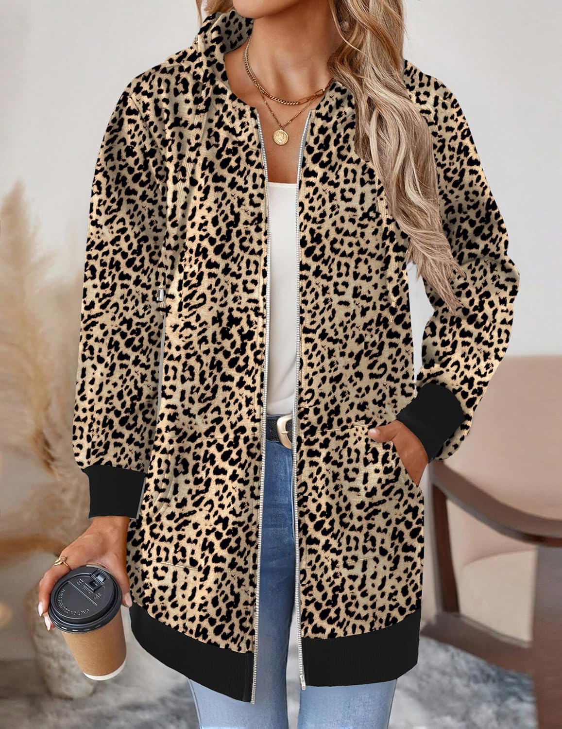 Zip Up Hoodies For Women Long Sleeve Oversized Sweatshirts Casual Lightweight Fleece Jackets With Pockets