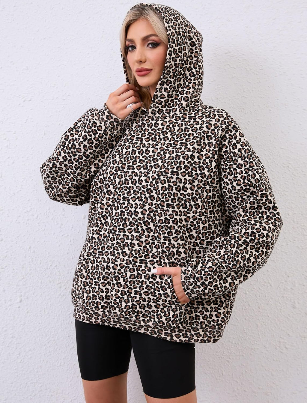 Womens Camo Hoodies Maple Leaf Print Oversized Hooded Sweatshirt Fleece Pullover Sweatshirts Long Sleeve with Pocket