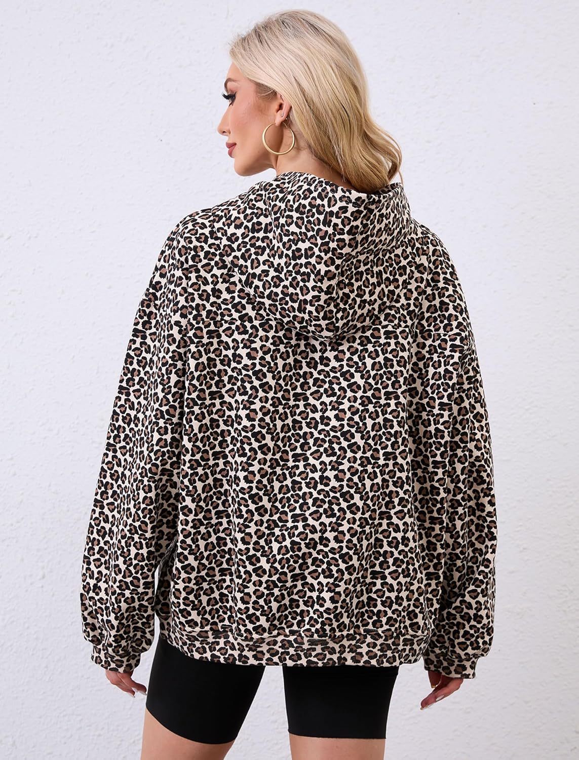 Womens Camo Hoodies Maple Leaf Print Oversized Hooded Sweatshirt Fleece Pullover Sweatshirts Long Sleeve with Pocket