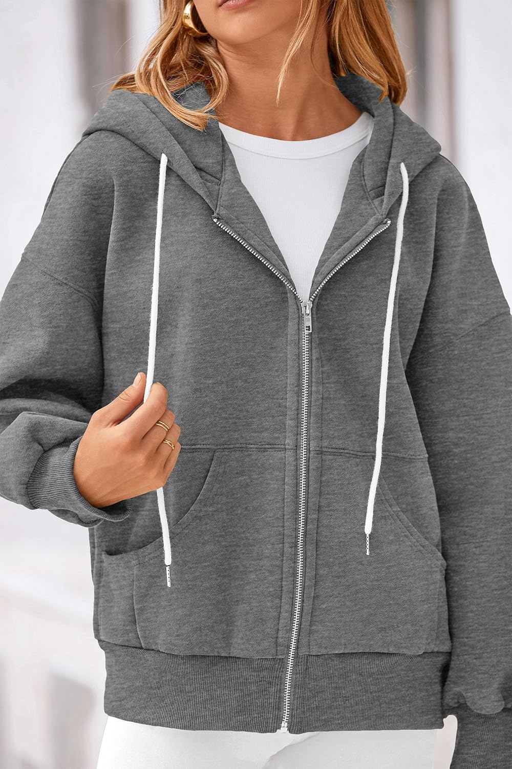 Women's 2025 Fall Oversized Hoodies Sweatshirt Long Sleeve Zip Up Pockets Loose Fit Y2K Winter Jackets Coat