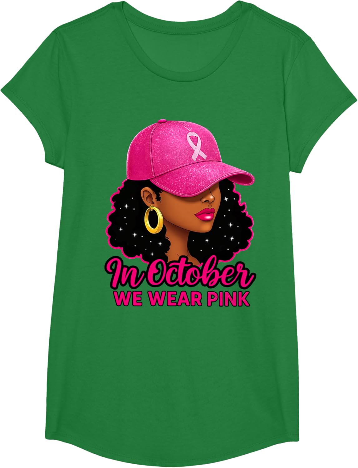 in October We Wear Pink Black Women Breast Cancer Awareness T-Shirt